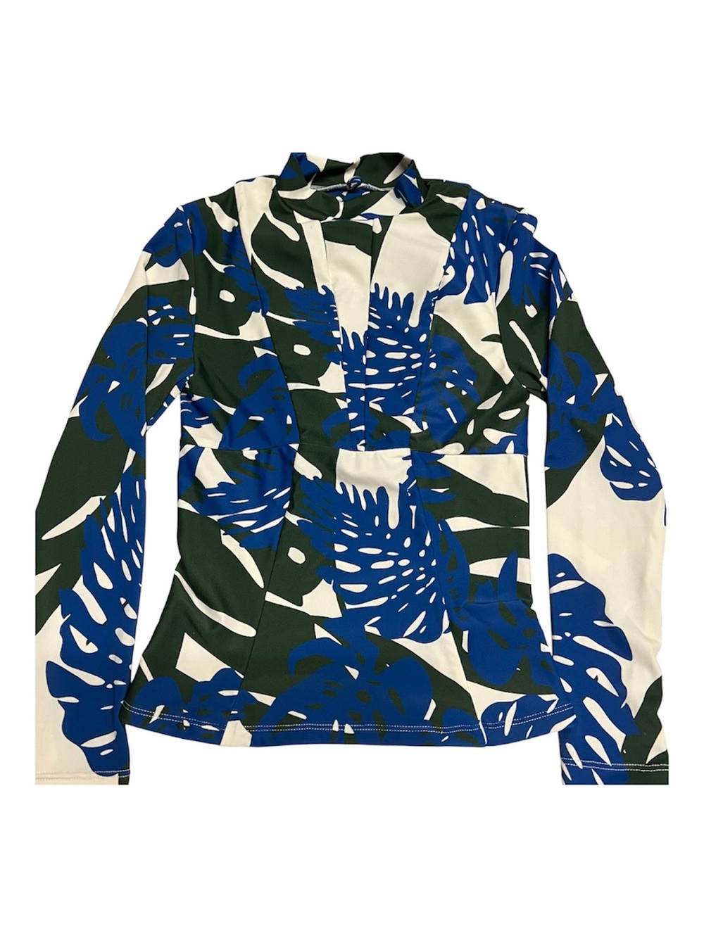 NEW MIKOH Long Sleeve Rash Guard Swim Shirt in blue floral print -Size XS
